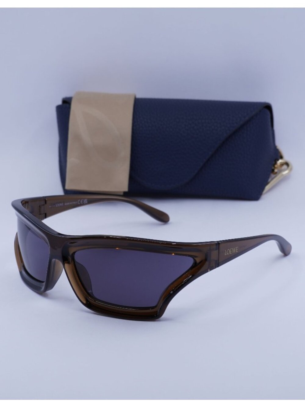 Loewe LW40143U 47A Shield Sunglasses – Brown / Grey